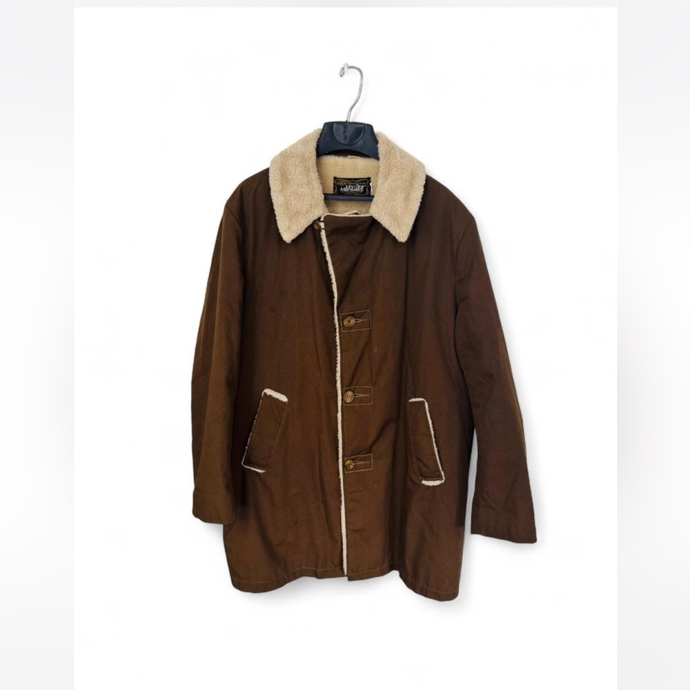 VTG 60s/70s John Blair Sherpa Lined Long Brown Marlboro Man Winter Coat 42L